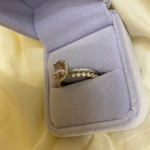 1.2 CT Morganite 925 Sterling Silver Ring with Eternity Band - Picture 5 of 15